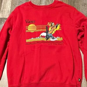 Vans Red Crewneck Sweater with Graphic Design